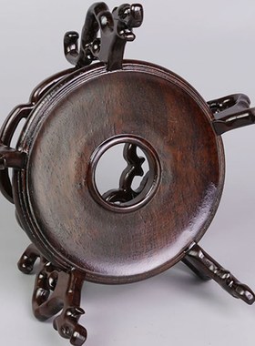 鱼缸架实木底座摆件球形木头瓷瓶酒缸木质圆形盆景红木.质文玩木