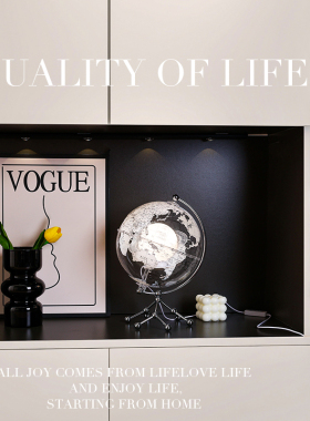 发光透明地球仪摆件创意轻奢高档家F居客厅电视柜酒柜办公室装饰