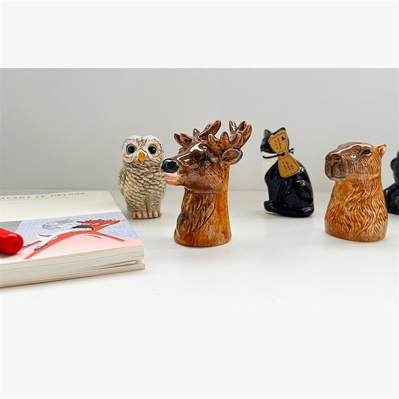 鹿槐行小物 陶瓷桌n面小摆件笔筒花器可爱小猫黑猩猩形状居家用品,淘宝优惠券,粉丝福利购,淘宝优惠卷