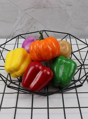 样板房间展厅厨房真蔬菜模型柳编铁艺菜篮组合装饰品摆件道具