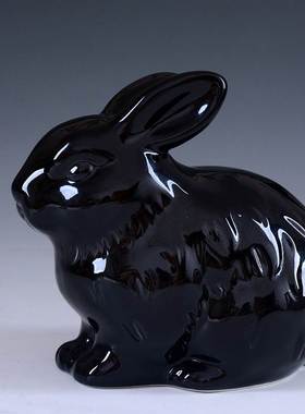 绿色兔子小摆件陶瓷风水办公家居摆设品小创意客厅书架招财装饰品