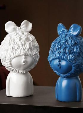 北欧轻奢艺术创意女孩摆件现代客厅电视柜玄关酒柜书架家居装饰品