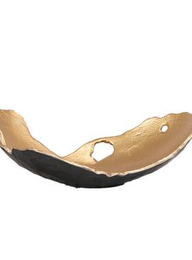 新中式高脚金色果盘装饰品摆件样板房展厅售楼处茶几橱窗家居托盘