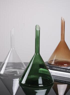 简约现代锥形瓶玻璃工艺花器仿真花材样板间软装客厅餐桌摆件
