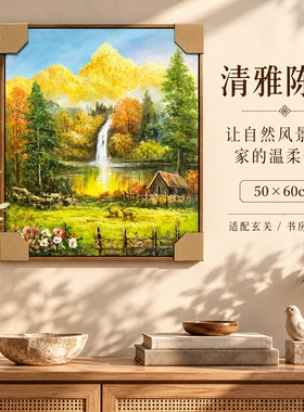 油画杰老师《金山福鹿栖园》系列二/50*60布面客厅玄关艺术油画治
