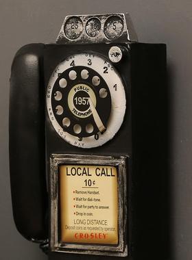 复古树脂电话机摆件壁饰创意咖啡厅墙壁装饰品挂件桌面工艺品摆设