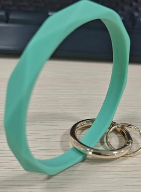 时尚设计纯色 菱形手环 硅胶手杯钥匙扣 女式软胶防丢腕车钥匙圈