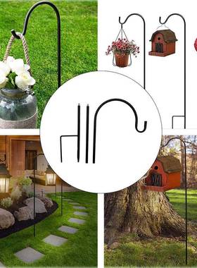 跨境新款铁艺牧羊钩工艺挂钩 户外庭院灯挂钩 防锈地插杆地插铁钩