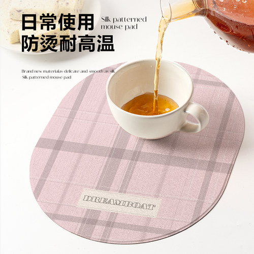 火公主粉色格子鼠标垫便捷滑鼠桌垫女办公硬质定制小号电脑垫 - 图3