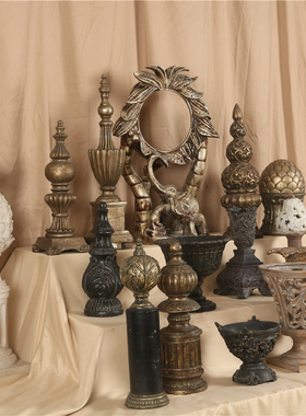 欧式轻奢风复古民宿树脂桌面摆件烛台餐厅家居玄关陈设装饰品摆设