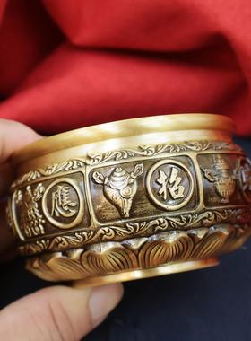 黄铜聚宝盆招财进宝有求必应家用店铺开业礼品办公室前台家居摆件