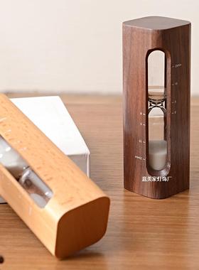 胡桃木沙漏计时器办公室桌面实木复古风玻璃摆件创意个性装饰摆件