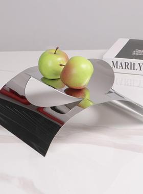 简约创意不锈钢水果盘装饰家居客厅餐桌茶几轻奢摆件收纳托盘