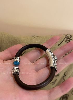 鸡藤木手镯鸡藤血手镯鸡血藤手链鸡藤镯新中式素圈手镯复古民族风