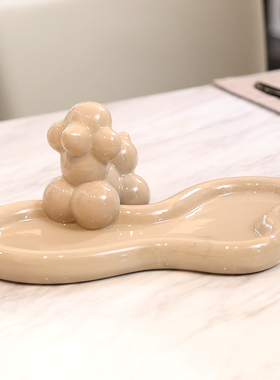 奶白气球狗托盘摆件玄关鞋柜钥匙盘家用茶几梳妆台置物收纳盘装饰