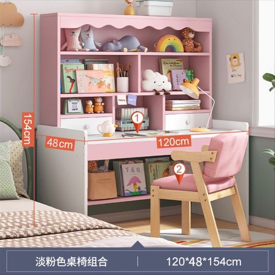 厂促儿童书桌写作业桌电脑桌椅子实木可升降书桌书柜一体学习品