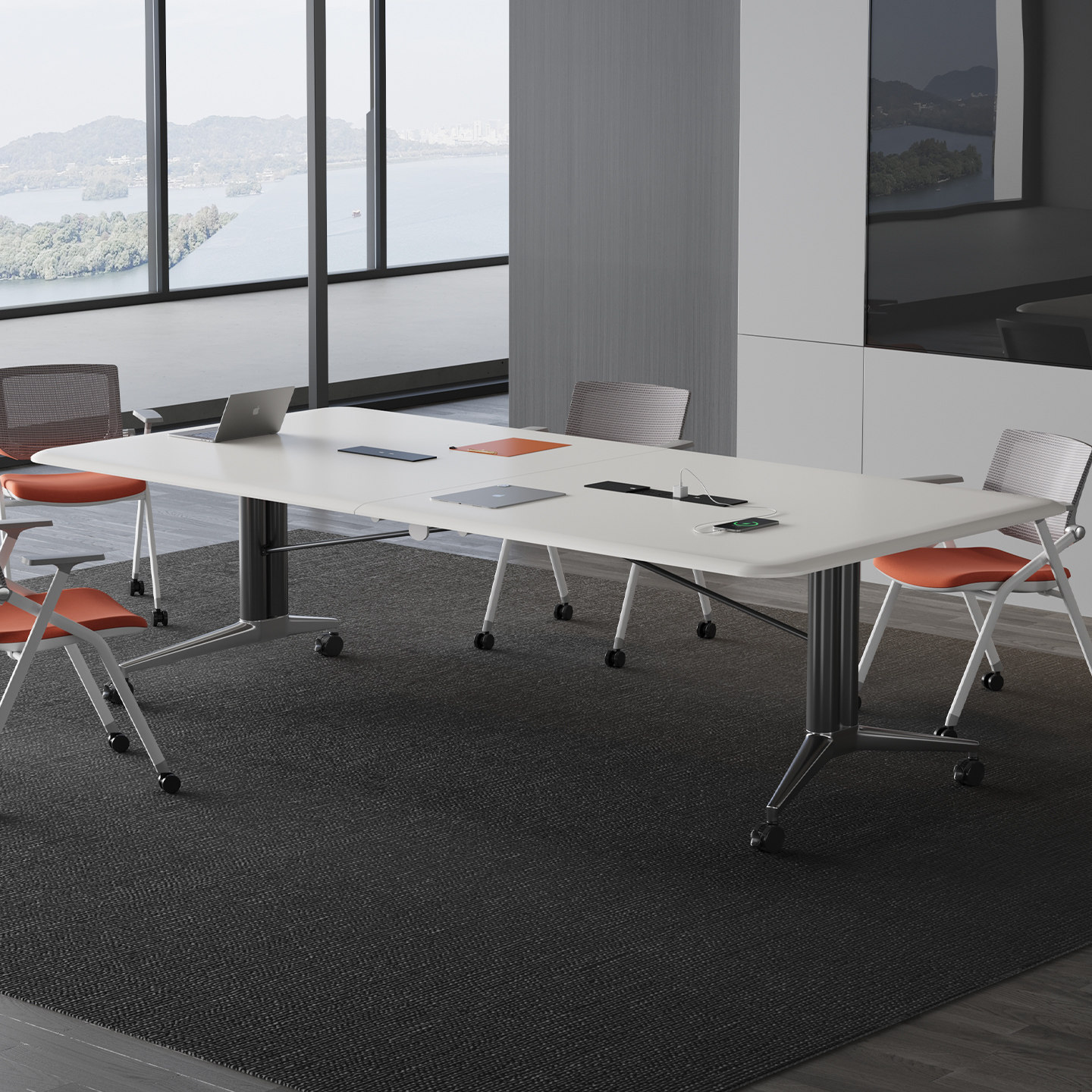 折叠会议桌长桌会议桌椅组合办公室会议室接待洽谈条桌轻奢高级感,淘宝优惠券,粉丝福利购,淘宝优惠卷