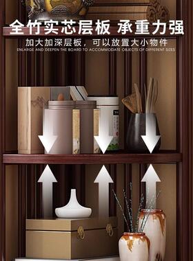 新中式实木转角架家用简易仿古轻奢转角柜落地带门好看角落置物架