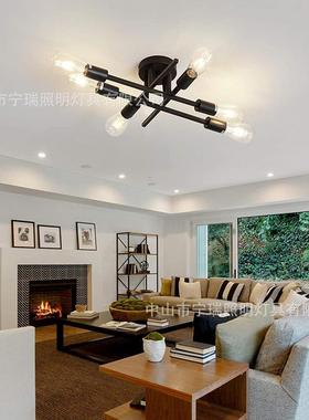 热销北欧工业风铁艺吸顶灯卧室书房客房灯创意LED灯