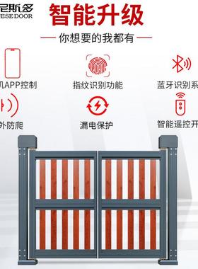 小区电动小门广告门电动小门铝合金人脸识别人行通道栏栅电动小门