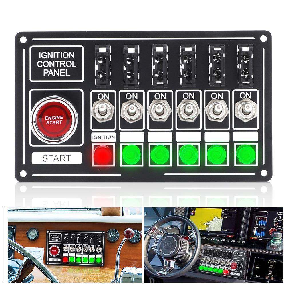 热销发动机起动6档黑色带灯带保险丝开关面板 - 图1