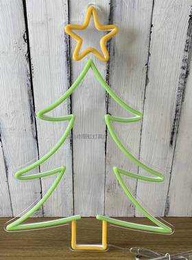 新款圣诞节装饰小夜灯发光圣诞树节日氛围灯网红挂饰霓虹灯