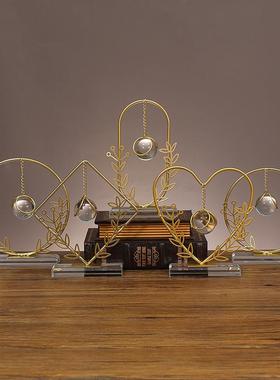 适配欧式轻奢金属几何水晶球摆件创意家居办公室装饰品麦穗铁艺工