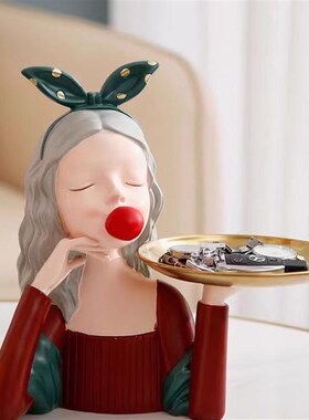 创意斯堪的纳维亚无障碍豪华家居弓女孩装饰家具客厅入口钥匙托盘