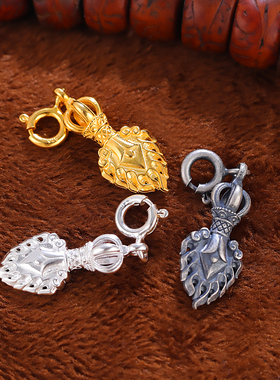 S925纯银文殊剑吊坠藏传民族风随身佛珠配饰纯银镀金男女款吊坠