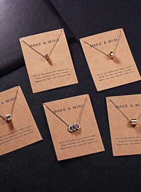 好货Letter paper card make a geometric Circle Necklace versa