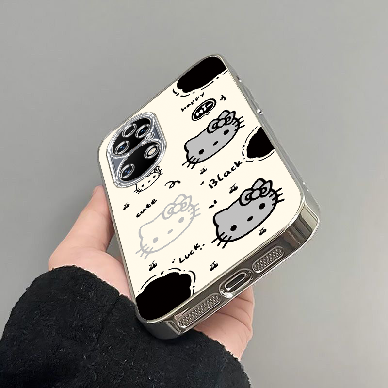 适用华为p50手机壳p5oe保护套ABR一AL60新款aloo全包防摔钢化膜外壳硅胶新品pe网红p50pro软pe女款电镀凯蒂猫 - 图0