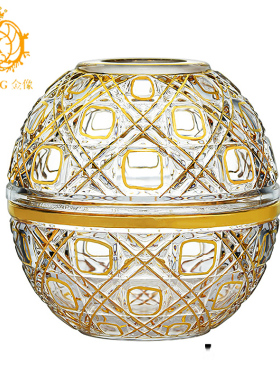 欧式轻奢描金水晶玻l璃家用酒店抽取式卫生纸盒桌面茶几餐巾纸盒