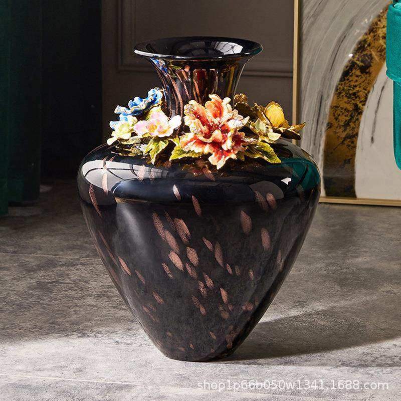 轻奢艺术玻璃花瓶简约插花花器摆设工艺陶瓷花盆家居饰品两件套,淘宝优惠券,粉丝福利购,淘宝优惠卷