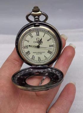 古董古玩复古铜怀表翻盖纪念表怀旧客厅家用乡下收藏老物件