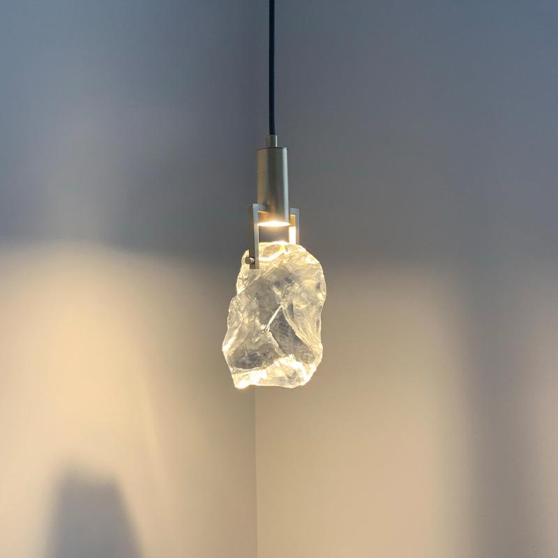 轻奢水晶小吊灯餐厅吊灯简约现代卧室床头简约全铜单头水晶吊灯 - 图0