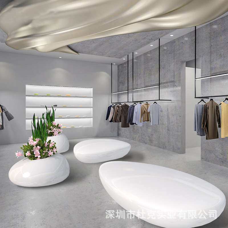 玻璃钢水滴花盆座椅商场休闲椅户外广场休息等候椅鹅卵石坐凳商用,淘宝优惠券,粉丝福利购,淘宝优惠卷