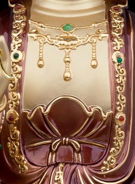 速发12/16/世英寸纯铜贴真金观音菩萨佛像南海观娘音1娘金