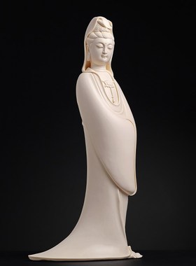 速发奉建平陶瓷佛件《禅韵观音猛犸牙黄》摆像供林家用家居