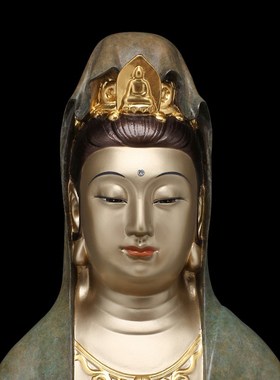 速发普 山京音 纯铜 自在观铜菩萨陀观世音菩萨 供奉摆件