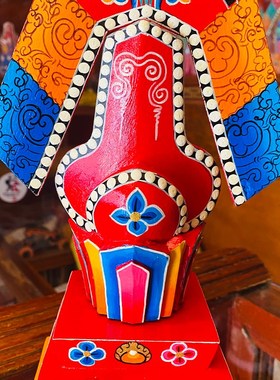 速发百尊总集朵玛西藏法器朵o堂供品师不丹实木尼泊尔工艺彩绘上