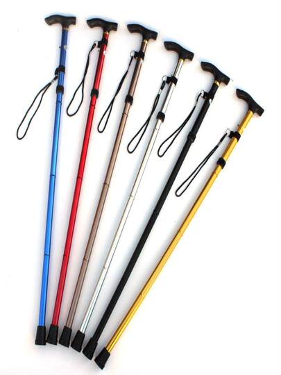 Four-section folding ultra-light aluminum alloy outdoor telescopic height-adjustable men's and women's walking sticks