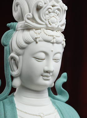 速发莲自观花在供萨水月观音佛像菩奉家用德化白瓷像陶瓷摆件