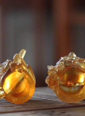 速发古法内璃利市招财童子摆件柜琉办公室台桌面摆放聚财纳福装饰