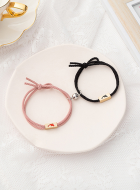 情侣手链一对情侣款卡通钛钢手绳送男友闺蜜礼物可定制ins风头绳