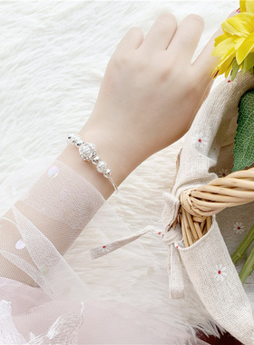 镂空花朵铃铛手镯 韩版简约百搭显白