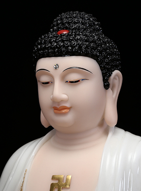 释迦摩尼佛像汉白玉摆件阿弥陀佛如来神像家用供奉娑婆三圣佛药师