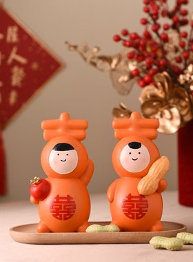 结婚礼物创意摆件高档送新人情侣双喜新婚布置客厅新房装饰品订婚