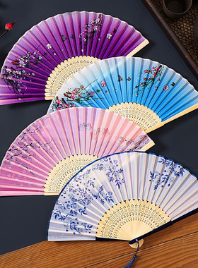 滦达旦戏曲古典舞表演t中国风桃花走纸扇子花古风儿童黑色京剧折