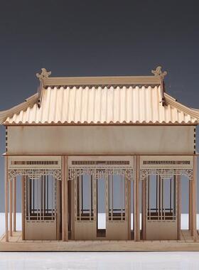 现代新中式创意木质凉亭楼阁建筑屋檐客厅会客室禅意软装饰品摆件