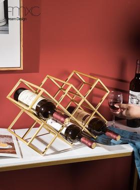 铁艺红酒架酒柜餐厅客厅家用葡萄酒架北欧创意酒吧装饰酒格置物架